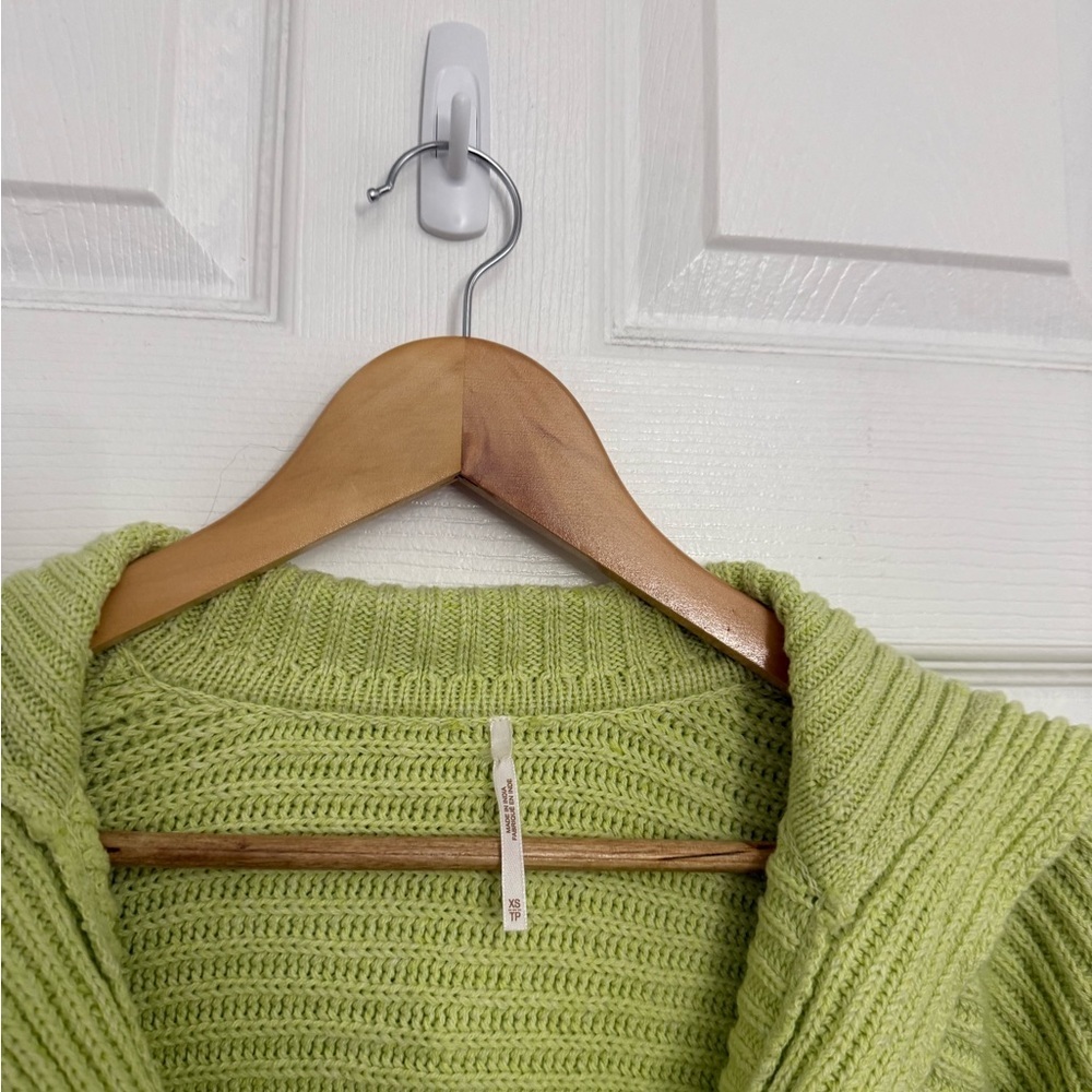 Free People Lime Green V-Neck Sweater - Picture 6 of 7